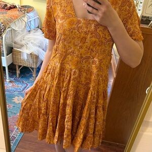 Boho Flowy tiered short flutter sleeves paisley Easter dress
